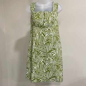 NWOT Perceptions New York Green & White Abstract Striped Dress. Size 10 M med